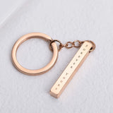 Stainless Steel Square Strip Pendant Keychain Jewelry Silver Key Chain Ring Gift