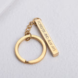 Stainless Steel Square Strip Pendant Keychain Jewelry Silver Key Chain Ring Gift