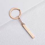 Stainless Steel Square Strip Pendant Keychain Jewelry Silver Key Chain Ring Gift