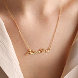 Personalized Heart Nameplate Necklace Custom Stainless Steel Two Name Pendant