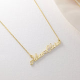 Personalized Heart Nameplate Necklace Custom Stainless Steel Two Name Pendant