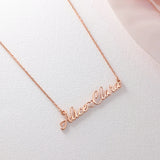 Personalized Heart Nameplate Necklace Custom Stainless Steel Two Name Pendant