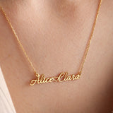 Personalized Heart Nameplate Necklace Custom Stainless Steel Two Name Pendant