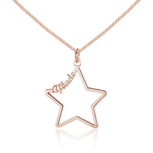 Stainless Steel Star Name Necklace Rose Necklace