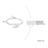 Personalized Stainless Steel Bar Bracelet with Nameplate, Paperclip Chain Design