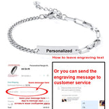 Personalized Stainless Steel Bar Bracelet with Nameplate, Paperclip Chain Design