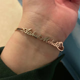 Stamped Cuff Bracelet Personalized Stainless Steel Heart Bangle