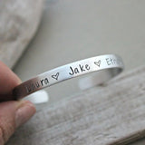 Stamped Cuff Bracelet Personalized Stainless Steel Heart Bangle