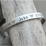 Stamped Cuff Bracelet Personalized Stainless Steel Heart Bangle