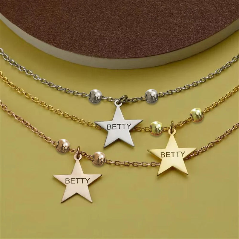 Personalized Name Pentagram Necklace Stainless Steel Star Pendant