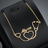 Stethoscope Name Necklace Stainless Steel Chain Personalized Gift