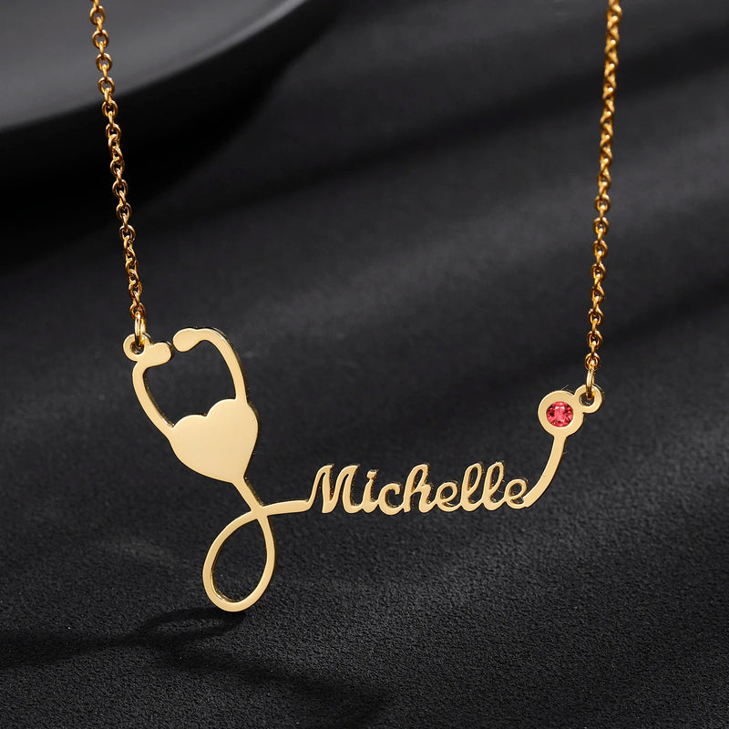 Stethoscope Name Necklace Stainless Steel Chain Necklaces For Women