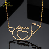 Stethoscope Name Necklace Stainless Steel Chain Personalized Gift