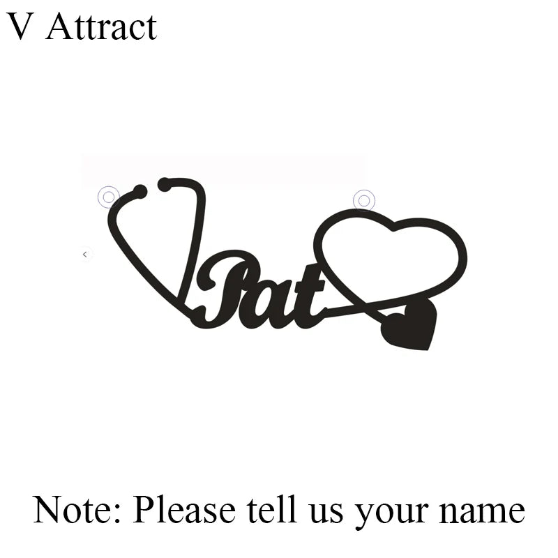 Stethoscope Name Necklace Customized Cuban Chain Nurse Jewelry
