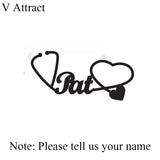 Stethoscope Name Necklace Customized Cuban Chain Nurse Jewelry