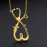 Stethoscope Name Necklace Stainless Steel Pendant Women Jewelry