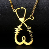 Stethoscope Name Necklace Stainless Steel Pendant Women Jewelry