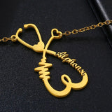Stethoscope Name Necklace Stainless Steel Pendant Women Jewelry