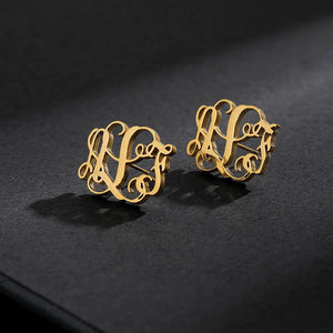 Monogram Name Stud Earrings Personalized Jewelry