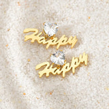 Stud Earrings Stainless Steel Rhinestone Heart Zircon Unique Jewelry Gift