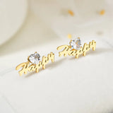 Stud Earrings Stainless Steel Rhinestone Heart Zircon Unique Jewelry Gift