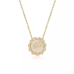 Sunflower Pendant Necklace With Diamond Personalized Name Necklaces