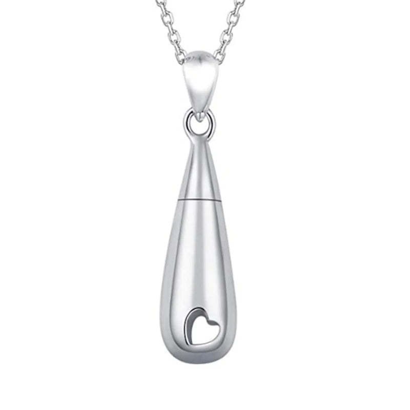 Teardrop Heart Urn Necklace Ashes Keepsake Stainless Steel Cremation Jewelry