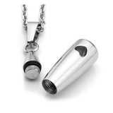 Teardrop Heart Urn Necklace Ashes Keepsake Stainless Steel Cremation Jewelry