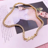 Colorful Zircon Tennis Name Choker for Women