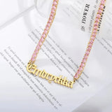 Colorful Zircon Tennis Name Choker for Women