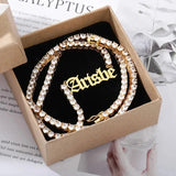 Colorful Zircon Tennis Name Choker for Women