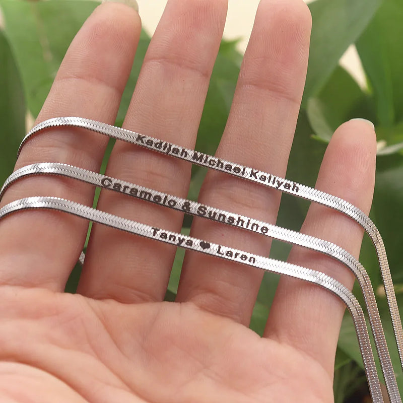 Personalized Stainless Steel Snake Chain Choker Necklace
