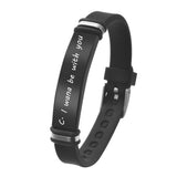 Custom Engraved Leather Bracelet with Stainless Steel Band