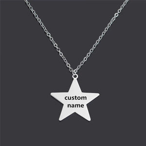 Personalized Stainless Steel Heart Star Pendant Necklace
