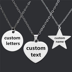 Personalized Stainless Steel Heart Star Pendant Necklace