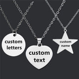 Personalized Stainless Steel Heart Star Pendant Necklace