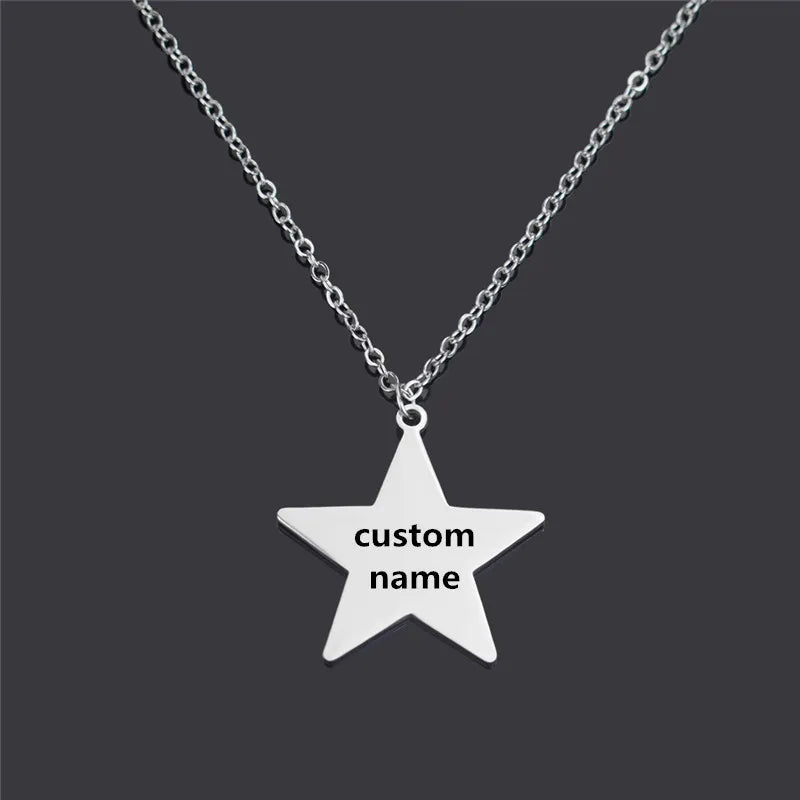 Personalized Stainless Steel Heart Star Pendant Necklace