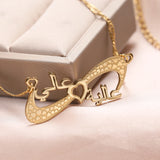 Arabic Name Necklace Infinity Loop Heart Pendant Chain Women