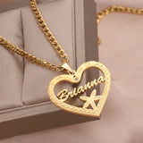 Personalized Textured Name Necklace with Heart Stainless Steel Pendant