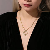 Personalized Textured Name Necklace with Heart Stainless Steel Pendant