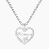 Personalized Textured Name Necklace with Heart Stainless Steel Pendant