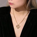 Personalized Textured Name Necklace with Heart Stainless Steel Pendant