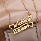 Textured Script Font Name Necklace Personalized Stainless Steel Pendant
