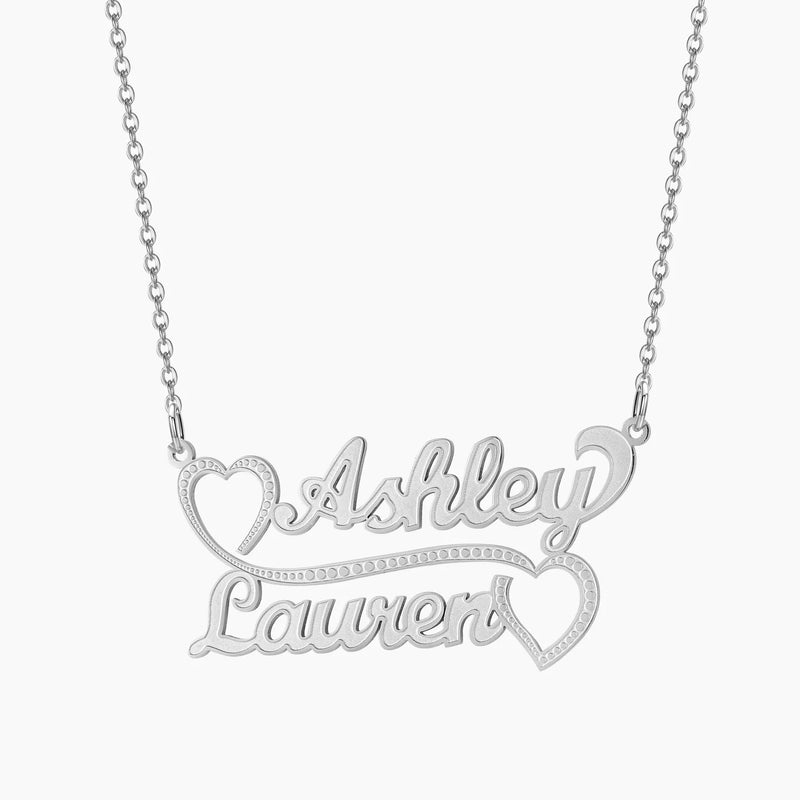 Textured Script Font Name Necklace Personalized Stainless Steel Pendant