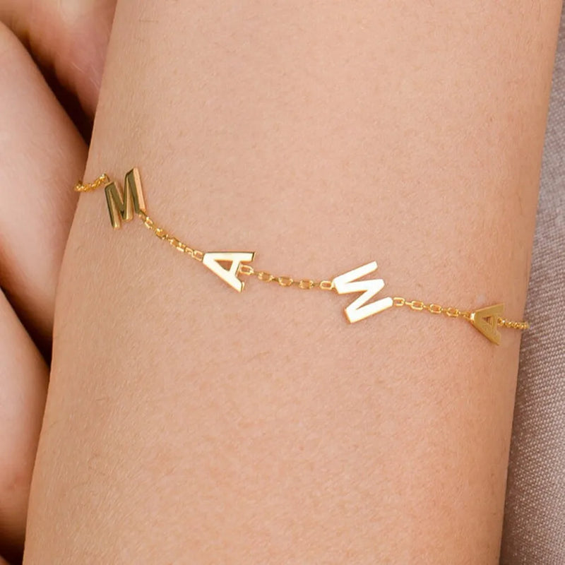 Three Letters Bracelet Personalized Stainless Steel Nameplate Pendant