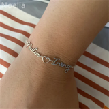 Personalized Heart Pendant Bracelet With Name - Family Gift