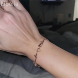 Personalized Heart Pendant Bracelet With Name - Family Gift