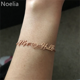 Personalized Heart Pendant Bracelet With Name - Family Gift