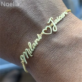 Personalized Heart Pendant Bracelet With Name - Family Gift