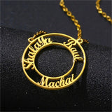 Personalized Three Names Round Pendant Necklace for Women